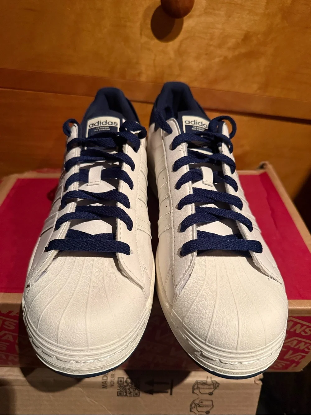 adidas Parley Superstar Shell Toe White Navy Blue Accents Shoes